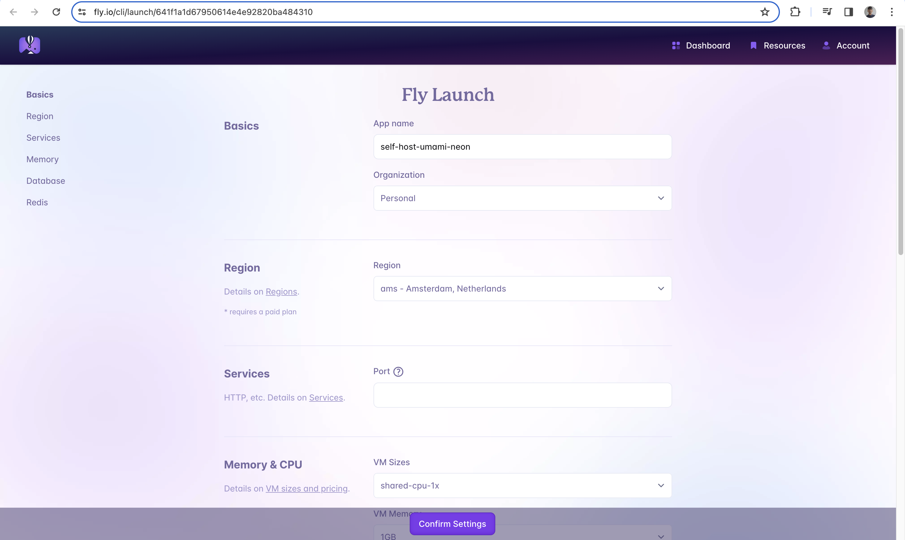 Fly.io Deployment Setting